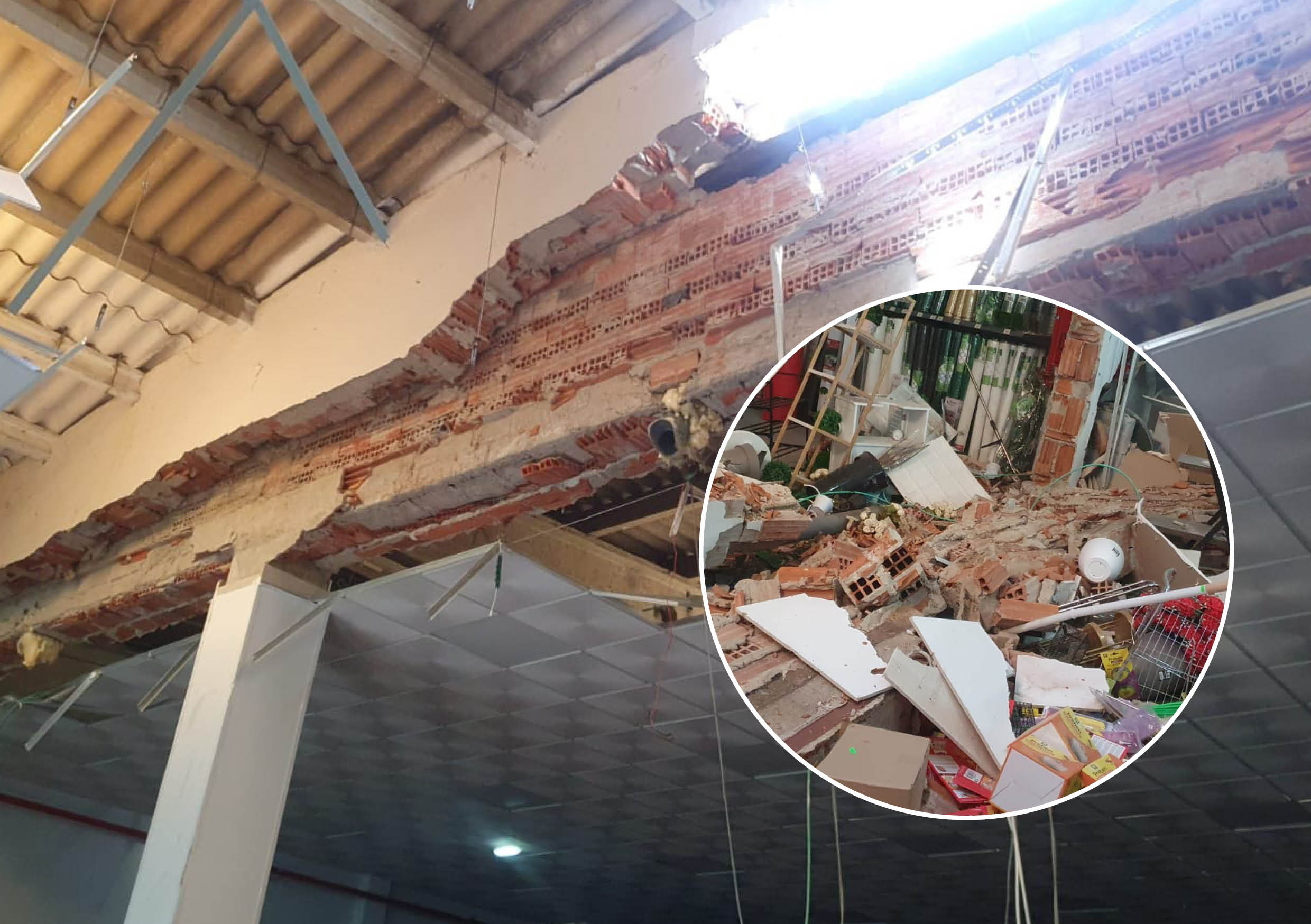 El derrumbe del techo de una nave obliga a precintar un bazar en Zaratán